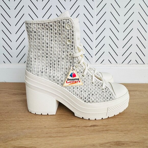 ⭐Converse Chuck 70 De Luxe Heel Platform Knit 7.5 Men Shoes Egret Boots A07535C⭐ - Picture 2 of 9